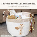 Giraffe Baby Storage Basket, Woven Cotton Rope Nursery Bin, 15X11 In