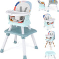 7 in 1 Baby High Chair, Convertible Highchair for Babies and Toddlers, Infant Dining Booster Seat, Building Block Table, Kids Stool Table Chair Set with Removable Tray … (Baby Blue)