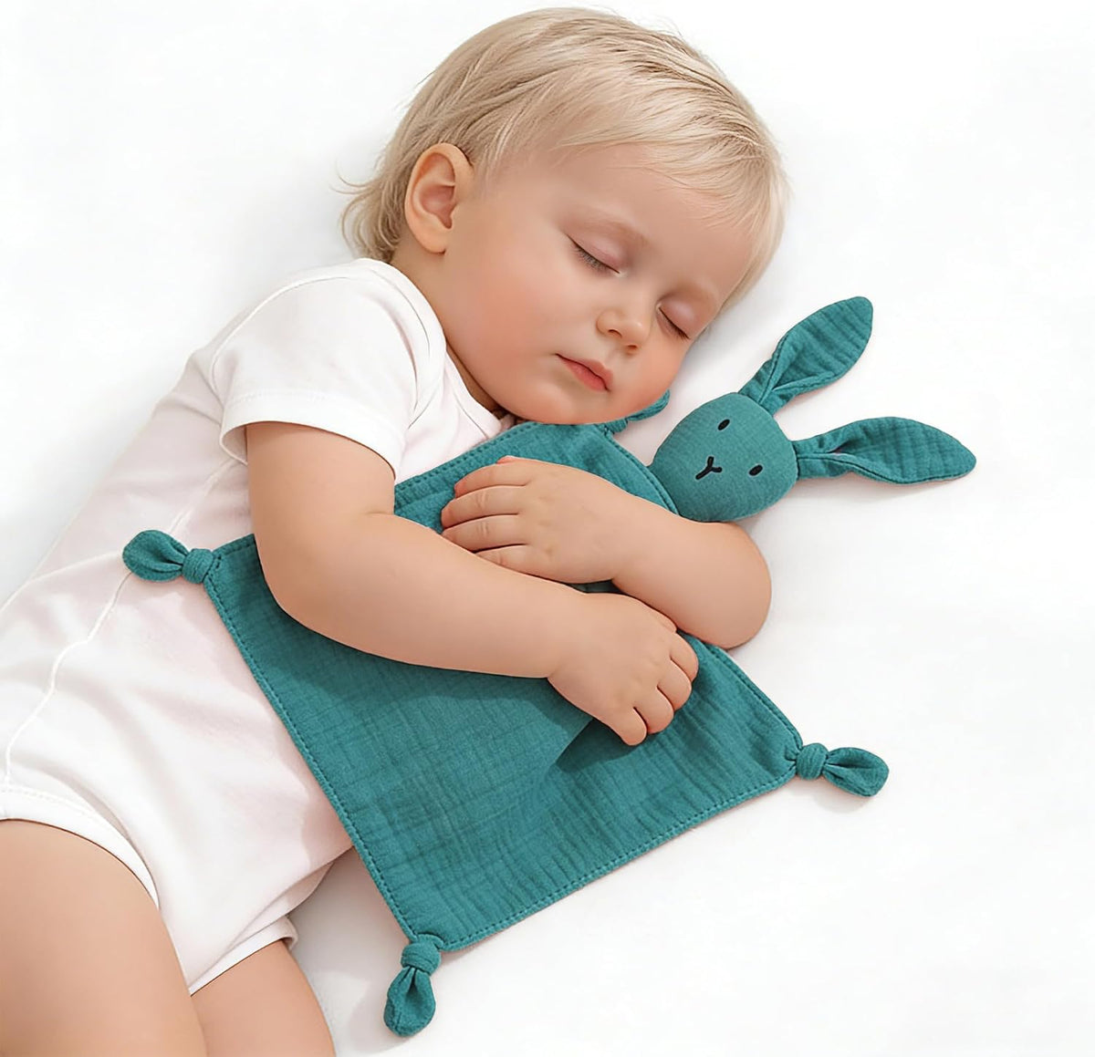 Muslin Cotton Lovey for Baby Boy Girl Gift, Bunny Security Blanket