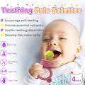 Baby Food Feeder/Fruit Feeder Pacifier Nibblertray Combo，Breastmilk Popsicle Molds for Baby Cooling Relief, BPA Free Silicone Feeder for Safe Infant Self Feeding, （Powder Ros)