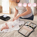 Mini Diaper Clutch Bag with 2 Pcs Reusable Wipes Dispensers, Black