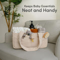 Baby Diaper Caddy Organizer, Nursery Basket, Cream Corduroy