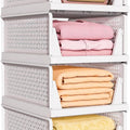 4 Pack Stackable Closet Organizers and Storage, Foldable Storage Basket