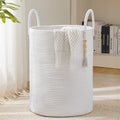 Cotton Rope Laundry Hamper Basket, 72L Tall Woven Clothes Hamper