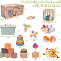 Baby Toys for 6 to 12 Months,7 In-1 Montessori Sensory Toys for Toddlers 1-3,Baby Blocks, Stacking Blocks Rings, Matching Eggs, Suction Cup Spinner,Stacking Cups, for Toddler Gift