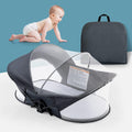 Baby Portable Travel Pod with Mosquito Net and Sunshade Canopy,Easy to Fold and Lightweight,Deep Grey