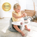 Baby Floor Seat Booster Chair for Sitting up with Removable Tray for Meals and Playtime, Developed with Physiotherapists for Safe and Healthy Hip Development and Posture, Made in Canada (Grey)