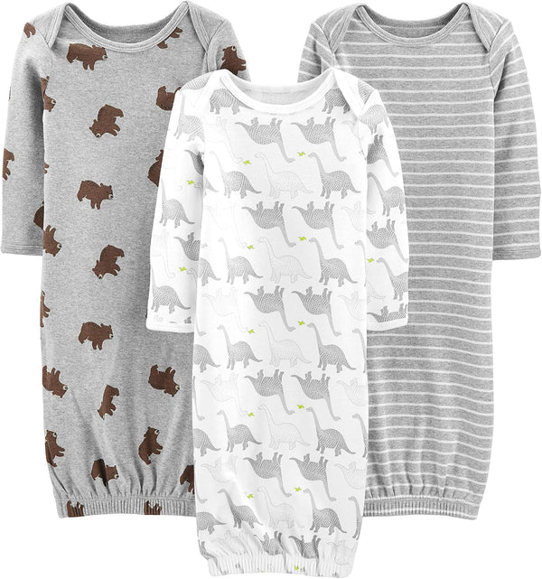 Unisex-Baby 3-Pack Neutral Cotton Sleeper Gownnightgown