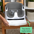 Baby Base 2-In-1 Booster Feeding and Floor Seat with Self-Storing Tray - Slate