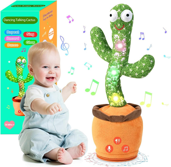 Dancing Talking Cactus Toy for Boys & Girls 18 Months+, Repeating & Singing Mimicking Cactus with English Songs & Adjustable Volume, Great Stocking Stuffer Gift for Kids 2 Years Old