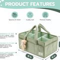 Baby Diaper Caddy Organizer, Baby Organizers and Storage for Changing Table, Babies Shower Gift Basket for Boy &Girl, Nursery Essentials Car Caddy Organizer with Handle, Green Diaper Basket