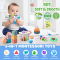 Montessori Baby Toys, 6 in 1 Soft Stacking Blocks & Sensory Set