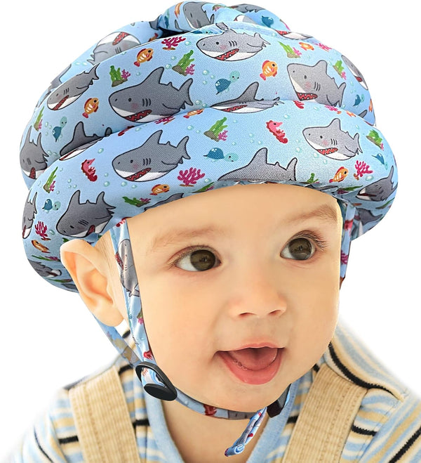 Baby Helmet for Crawling, No Bumps and Soft Cushion Infant Baby Safety Headguard I Toddler Helmets 1-2 Years Old, 6-12 Months (Shark)