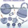 Silicone Baby Feeding Set, 14PCS, Silicone Bibs Baby Plates and Bowls Set