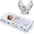 Portable Foldable Toddler Travel Cot – Air Layer Fabric Soft Foam Floor Cushion with Raised Sides, No Assembly, Washable Cover, Cream