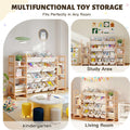 Toy Storage Organizer, 4-Tier with 6 Storage Cubbies and 12 Bins Bedrooms Living Rooms Nursery and Playrooms Kids Bin Shelf 3-In-1 Bookshelf Smooth Rounded Edges 2 Size Bins 4 Large 8 Small