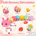 Baby Girls Toys 0-6 Months Musical Stuffed Caterpillar Pink Toys for Infant 0-3 3-6 Months Tummy Time Sensory Toy with Mirror Crinkle Rattle Birthday Baby Gifts for 2 3 4 5 6-12 Newborn