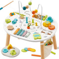 ® Wooden Activity Table for 1 Year Old, 11-In-1 Montessori Learning Table with Bead Maze, Shape Sorter, Fishing Game & More – Sensory Development Toy for Toddlers, Ideal 1St Birthday Gift