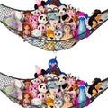 Large Stuffed Animal Hammock | Corner Hanging Organizer, Stuffed Animal Storage | Easy to Hang Plushie Net W/Included Anchors & Hooks | Cute Room & Bedroom Decor (Black, 2 Pack)