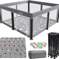 Foldable Baby Playpen with Mat,50"×50" Collapsible Playard for Babies and Toddlers,Indoor&Outdoor Kids Safety Play Pen,Portable Travel Playpen ‌With Travel Pack and 30 Ocean Balls