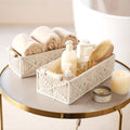 2Pc Macrame Storage Basket, Boho Decor Toilet Paper Holder, Ivory