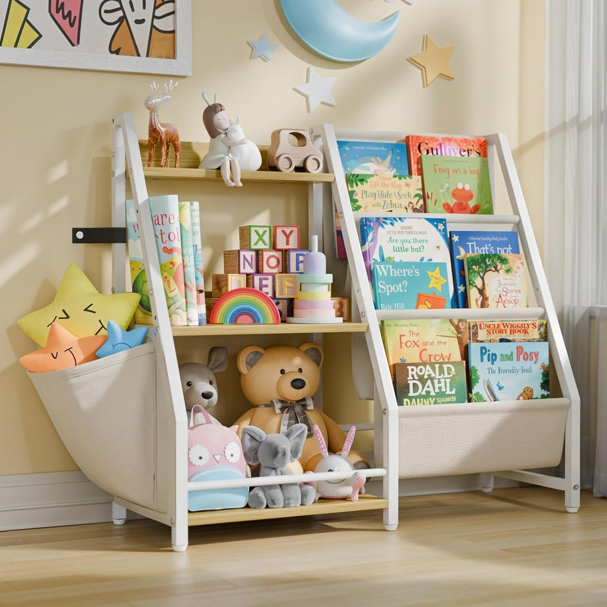 3 Tier Kids Bookshelf and Toy Storage, Burlywood