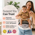 Safety-Certified Hip Carrier for Babies & Toddlers: Machine Washable Child Waist Seat for One Hand Support with Multi-Pocket Storage (23”-44” Waist, Holds Kids 0-3 Yrs up to 45Lbs) – Grey