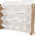 Supersized Toy Storage Organizer with 16 Removable Bins, Natural/White – Large Toy Storage for Toddlers Ideal for Kids' Rooms, Playrooms, and Nurseries - Modern Toy Bins for Kids