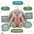 Baby Heartbeat Sleep Soother Bunny Plush Toys with Cry Sensor Sleeping Aid White Noise Machine, Nursery Decor Night Light, Shushing Lullabies 6 Sounds Therapy for Infant Toddler Crib Rabbit