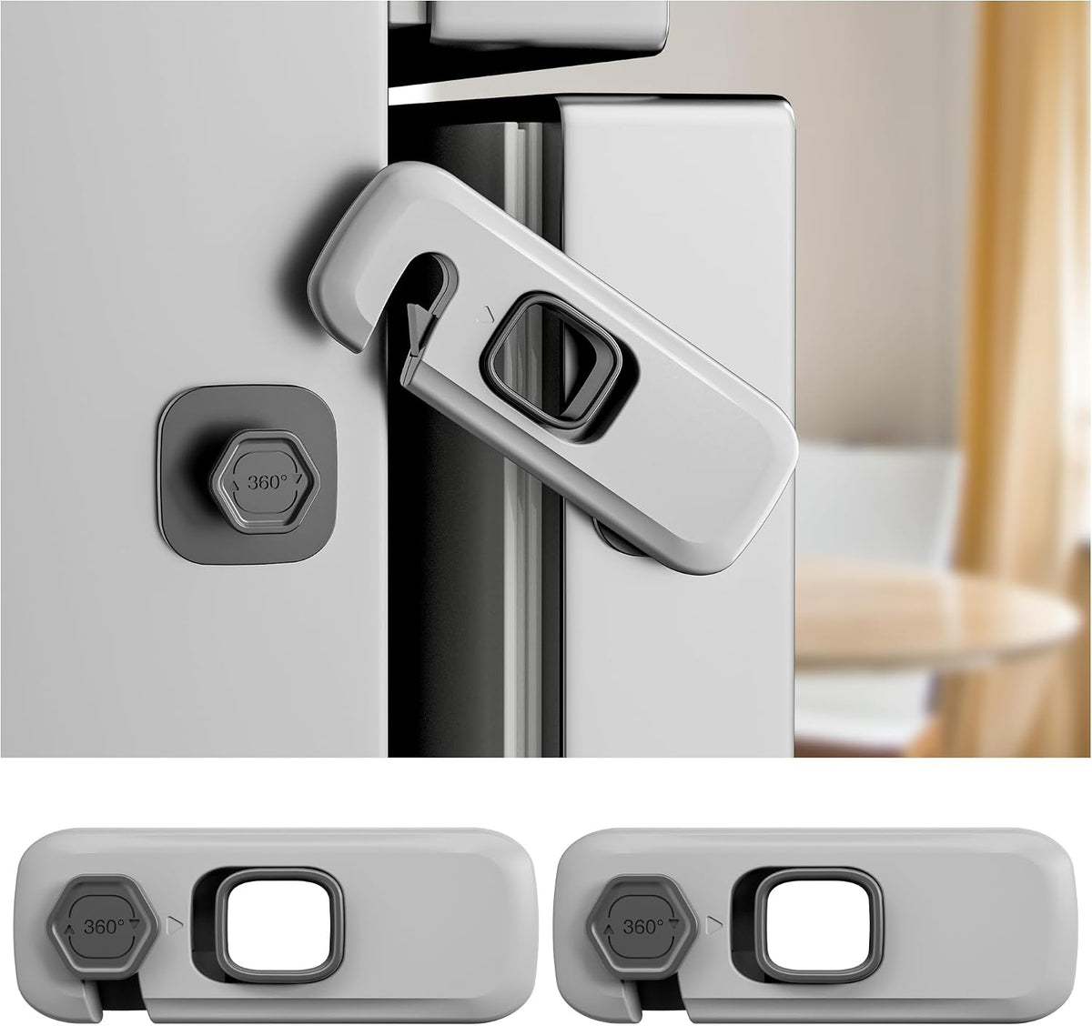 2 Pack Fridge Lock, Freezer Latch Locks Child Safety, 3M Adhesive Hold