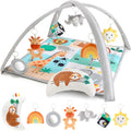 Unisex Baby Play Gym & 7-In-1 Play Mat - Playmat Baby Toys 0-6, 6-12 Months Tummy Time Mat with Hanging Toys, Soft Padded Mat for Newborns, Infants - Safari